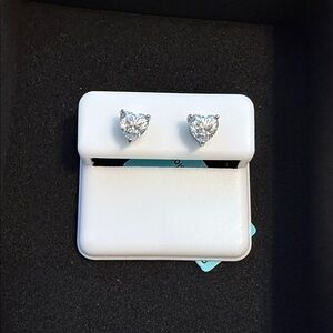 Sparkling Silver Heart Earrings